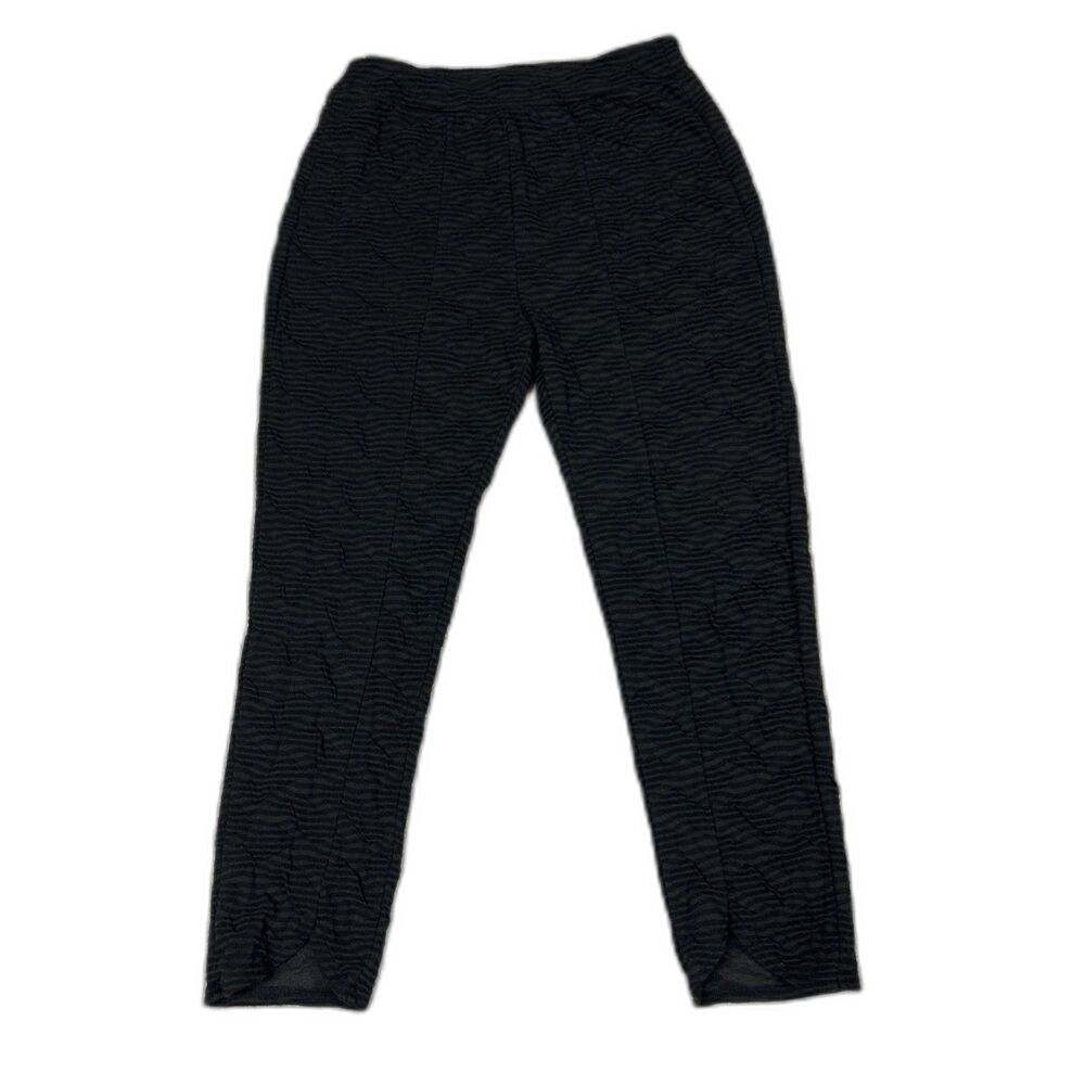 Cynthia Ashby Pants Womens Small Lagenlook Textured Cotton Stretch Black Lounge